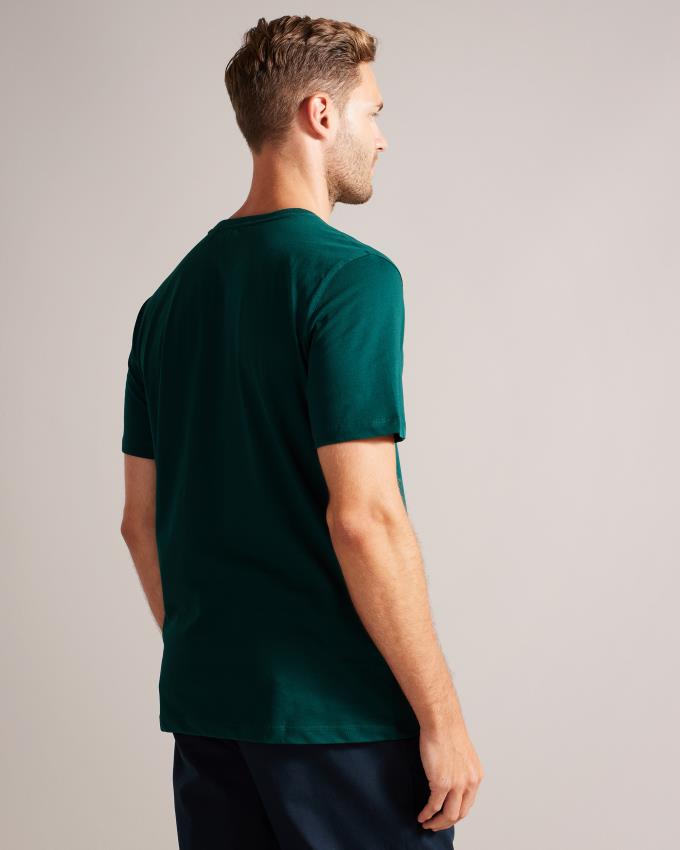 T-Shirt Ted Baker Short Sleeve Branded Vert Foncé Homme | XLG-10480816